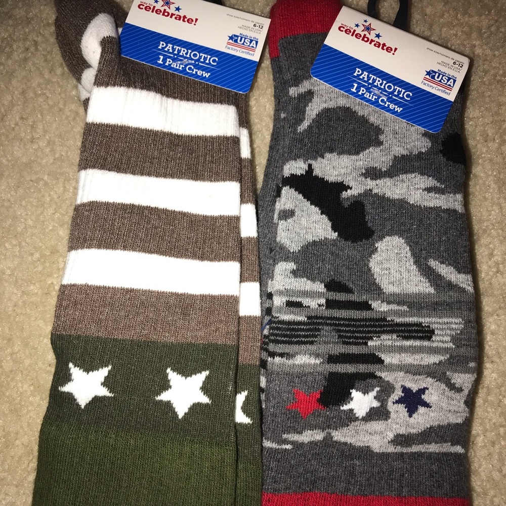 NWT Men’s Patriotic Crew Sock Lot Camo 2 Pair 6-12